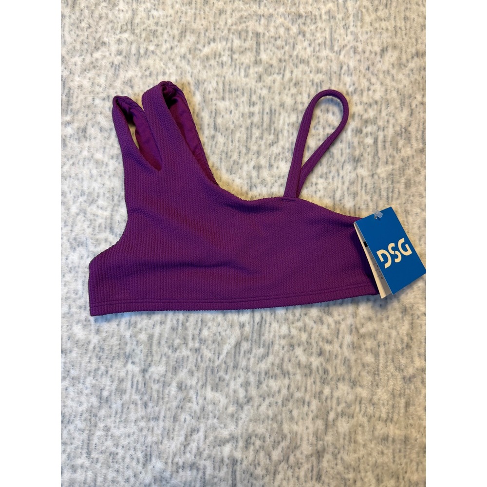 DSG Girls Asymmetric‎ Swim Top Vibrant Violet XS 50 UV Protection NWT